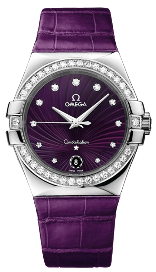 Omega Constellation Battery Operated Quartz Purple Ladies Watch 12318356060001 