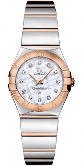 Omega Constellation Battery Operated Quartz Pearl White Ladies Watch 12320246055003 
