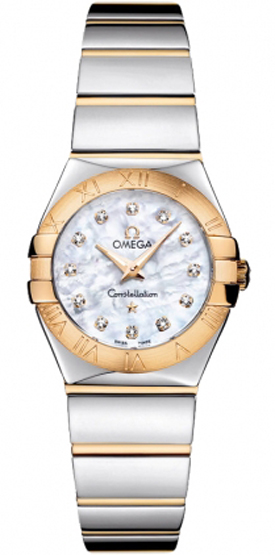 Omega Constellation Battery Operated Quartz Pearl White Ladies Watch 12320246055004 