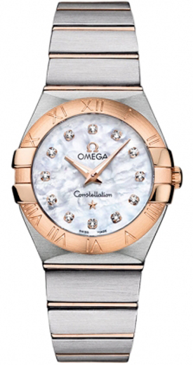 Omega Constellation Battery Operated Quartz Pearl White Ladies Watch 12320276055001 