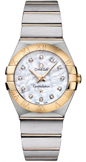 Omega Constellation Battery Operated Quartz Pearl White Ladies Watch 12320276055002 