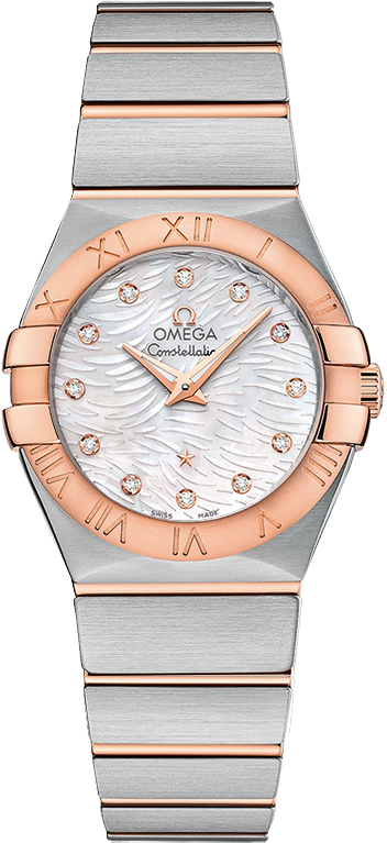 Omega Constellation Battery Operated Quartz Pearl White Ladies Watch 12320276055007 