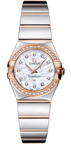 Omega Constellation Battery Operated Quartz Pearl White Ladies Watch 12325246055005 