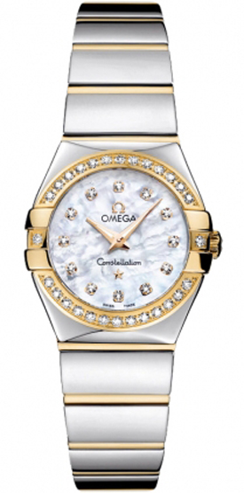 Omega Constellation Battery Operated Quartz Pearl White Ladies Watch 12325246055007 