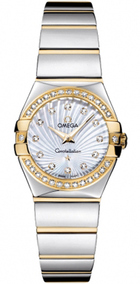 Omega Constellation Battery Operated Quartz Pearl White Ladies Watch 12325246055008 