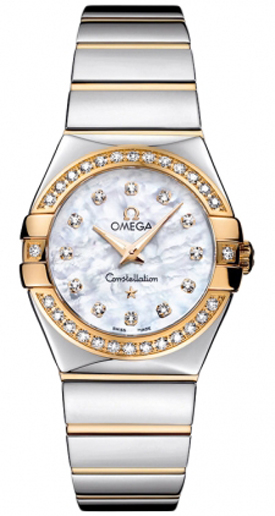 Omega Constellation Battery Operated Quartz Pearl White Ladies Watch 12325276055007 