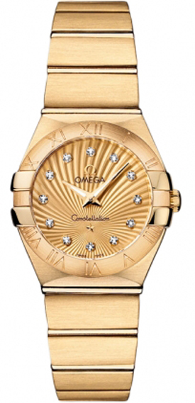 Omega Constellation Battery Operated Quartz Gold Ladies Watch 12350246058001 