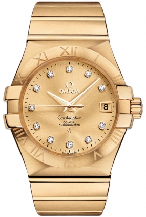 Omega Constellation Self winding Automatic Chronometer Gold Mens Watch 12350352058001 