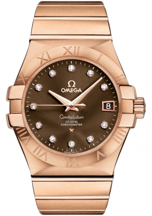 Omega Constellation Self winding Automatic Chronometer Brown Mens Watch 12350352063001 