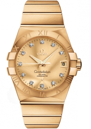 Omega Constellation Self winding Automatic Chronometer Gold Mens Watch 12350382158001 