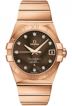 Omega Constellation Self winding Automatic Chronometer Brown Mens Watch 12350382163001 
