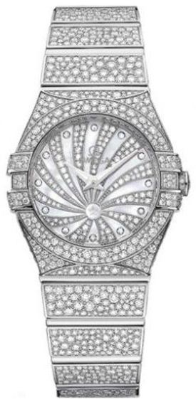 Omega Constellation Battery Operated Quartz Pearl White Ladies Watch 12355246055010 