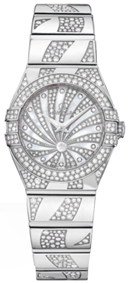 Omega Constellation Battery Operated Quartz Pearl White Ladies Watch 12355246055012 
