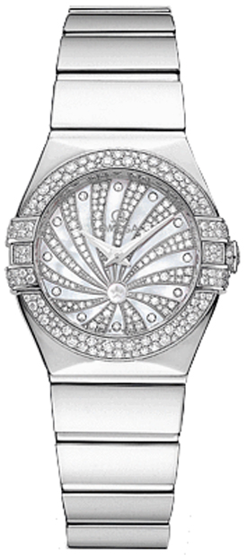 Omega Constellation Battery Operated Quartz Pearl White Ladies Watch 12355246055014 