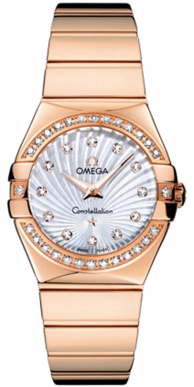 Omega Constellation Battery Operated Quartz Pearl White Ladies Watch 12355276055005 