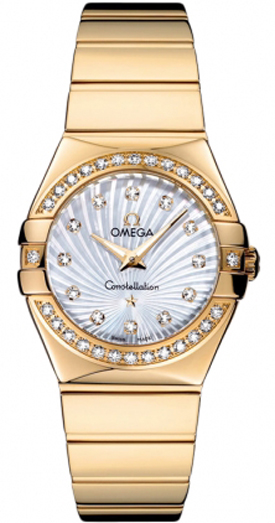 Omega Constellation Battery Operated Quartz Pearl White Ladies Watch 12355276055007 