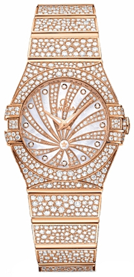 Omega Constellation Battery Operated Quartz Pearl White Ladies Watch 12355276055009 