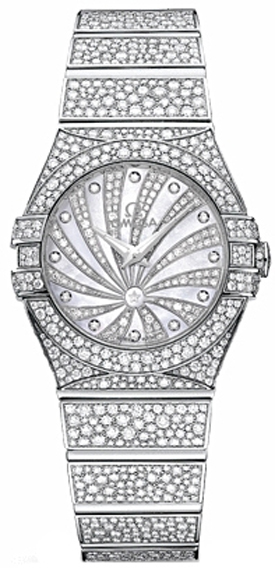 Omega Constellation Battery Operated Quartz Pearl White Ladies Watch 12355276055010 