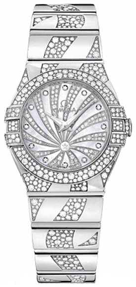Omega Constellation Battery Operated Quartz Pearl White Ladies Watch 12355276055012 