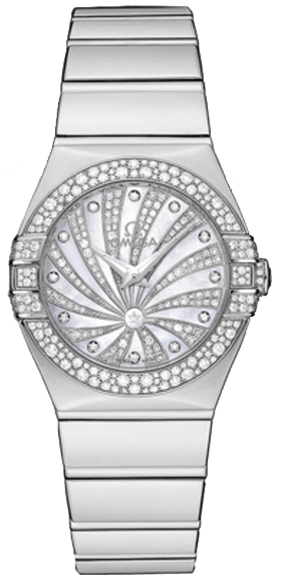 Omega Constellation Battery Operated Quartz Pearl White Ladies Watch 12355276055014 