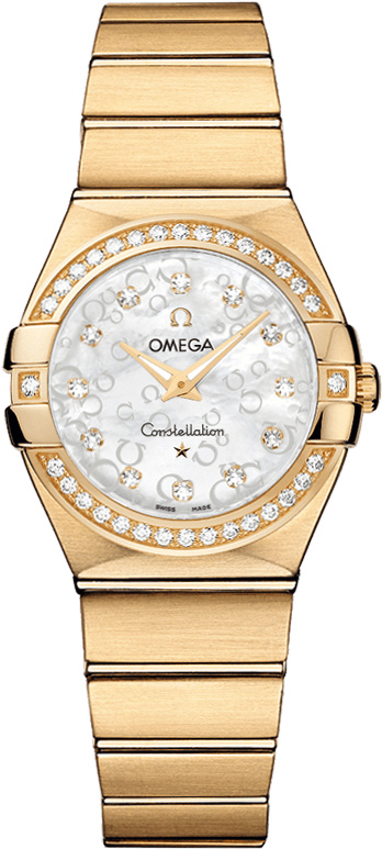Omega Constellation Battery Operated Quartz Pearl White Ladies Watch 12355276055016 