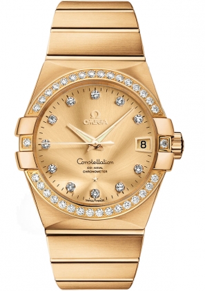 Omega Constellation Self winding Automatic Chronometer Gold Mens Watch 12355382158001 