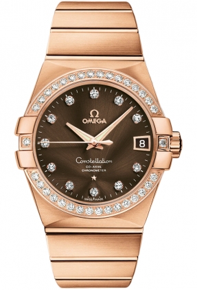 Omega Constellation Self winding Automatic Chronometer Brown Mens Watch 12355382163001 
