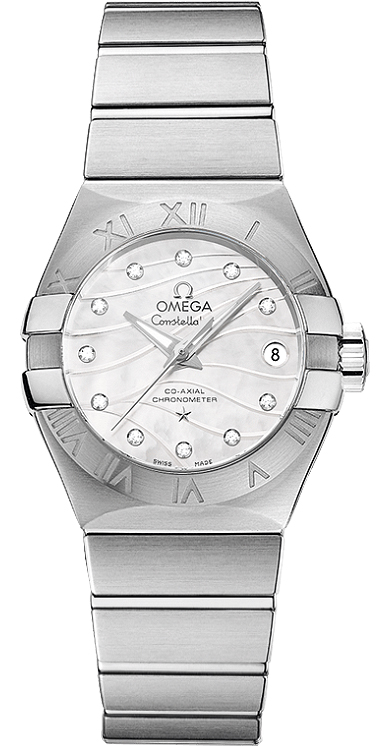 Omega Constellation Self winding Automatic Chronometer Pearl White Ladies Watch 12310272055002 