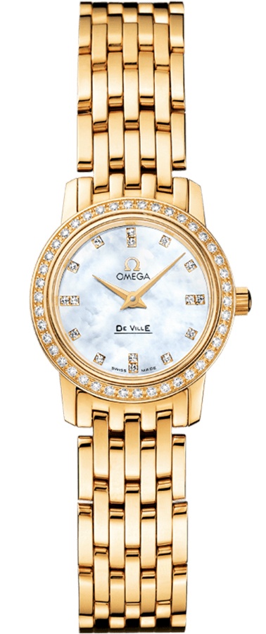 Omega De Ville Battery Operated Quartz Pearl White Ladies Watch 41757600 