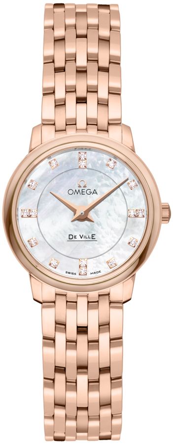 Omega De Ville Battery Operated Quartz Pearl White Ladies Watch 41167500 