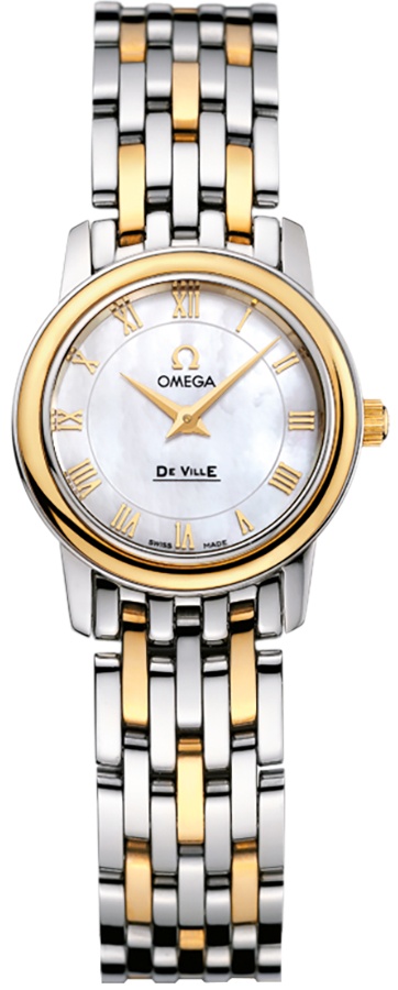 Omega De Ville Battery Operated Quartz Pearl White Ladies Watch 43707100 