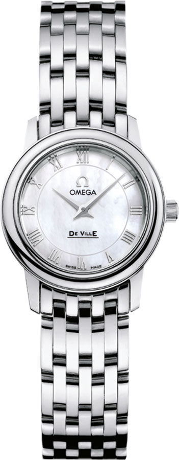Omega De Ville Battery Operated Quartz White Ladies Watch 45707100 