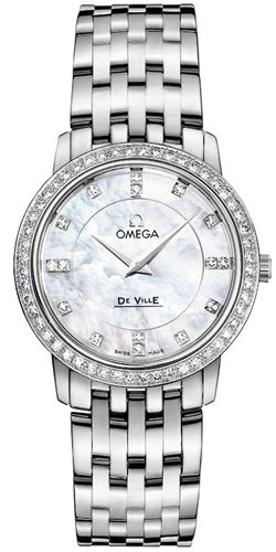 Omega De Ville Pearl White Ladies Watch 41315276055001 