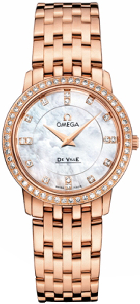 Omega De Ville Pearl White Ladies Watch 41355276055002 