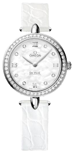 Omega De Ville Battery Operated Quartz White Ladies Watch 42418276055001 