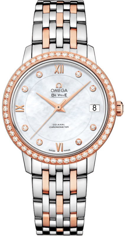 Omega De Ville Pearl White Ladies Watch 42425332055002 