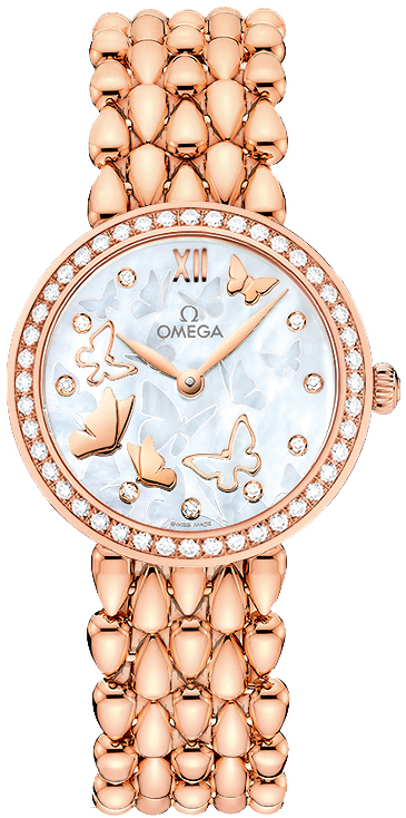 Omega De Ville Pearl White Ladies Watch 42455276055003 