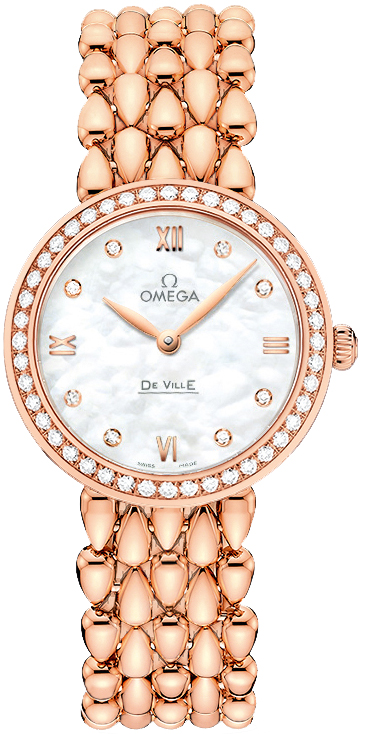 Omega De Ville Pearl White Ladies Watch 42455276055004 
