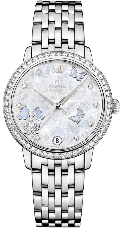Omega De Ville Pearl White Ladies Watch 42455332055003 