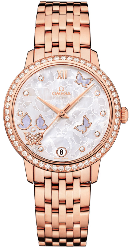 Omega De Ville Pearl White Ladies Watch 42455332055004 