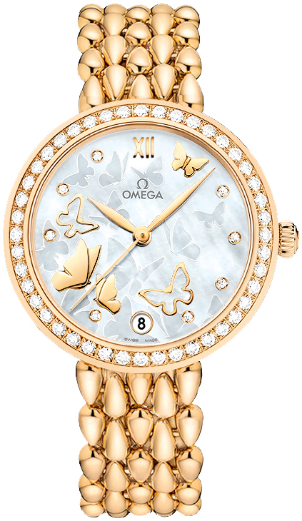 Omega De Ville Pearl White Ladies Watch 42455332055008 