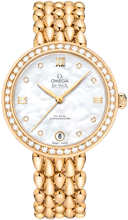 Omega De Ville Pearl White Ladies Watch 42455332055009 