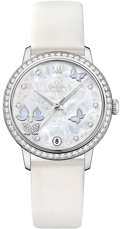 Omega De Ville Pearl White Ladies Watch 42457332055001 