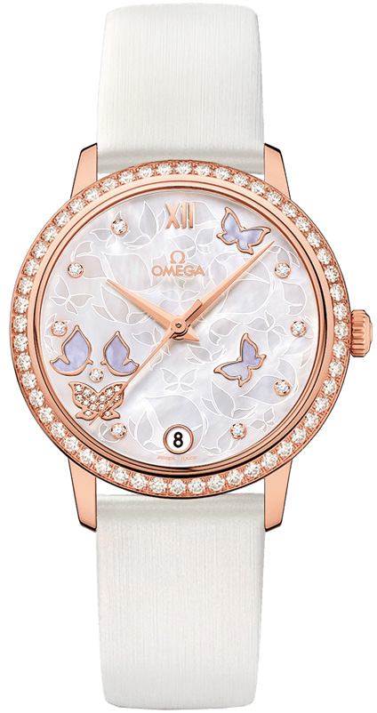 Omega De Ville Pearl White Ladies Watch 42457332055002 
