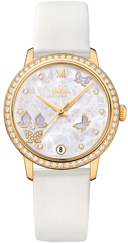 Omega De Ville Pearl White Ladies Watch 42457332055003 