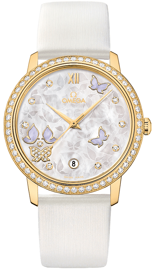 Omega De Ville Pearl White Ladies Watch 42457372055001 