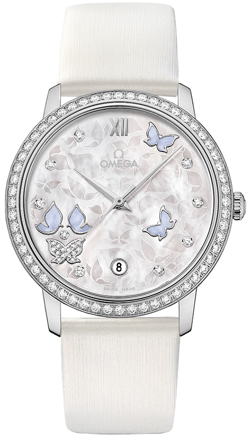 Omega De Ville Pearl White Ladies Watch 42457372055002 