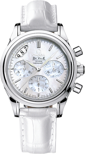 Omega De Ville Pearl White Ladies Watch 48787036 