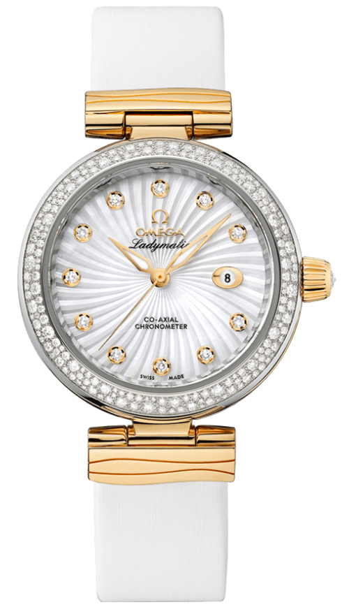 Omega De Ville Pearl White Ladies Watch 42527342055002 
