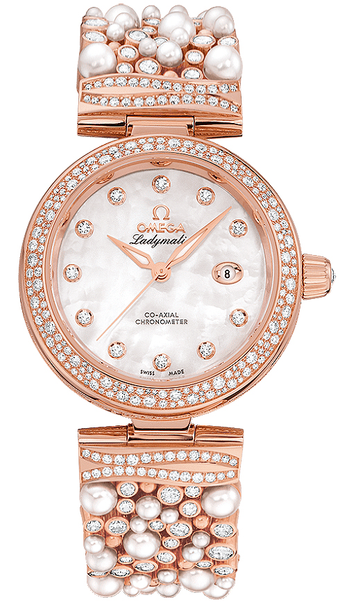 Omega De Ville Pearl White Ladies Watch 42565342055008 